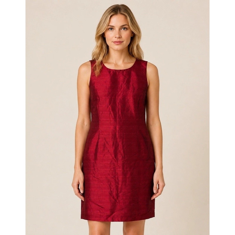 Mary Mcfadden Collection Silk Dress Red Holidays Love Quiet Chic Luxury Size 16